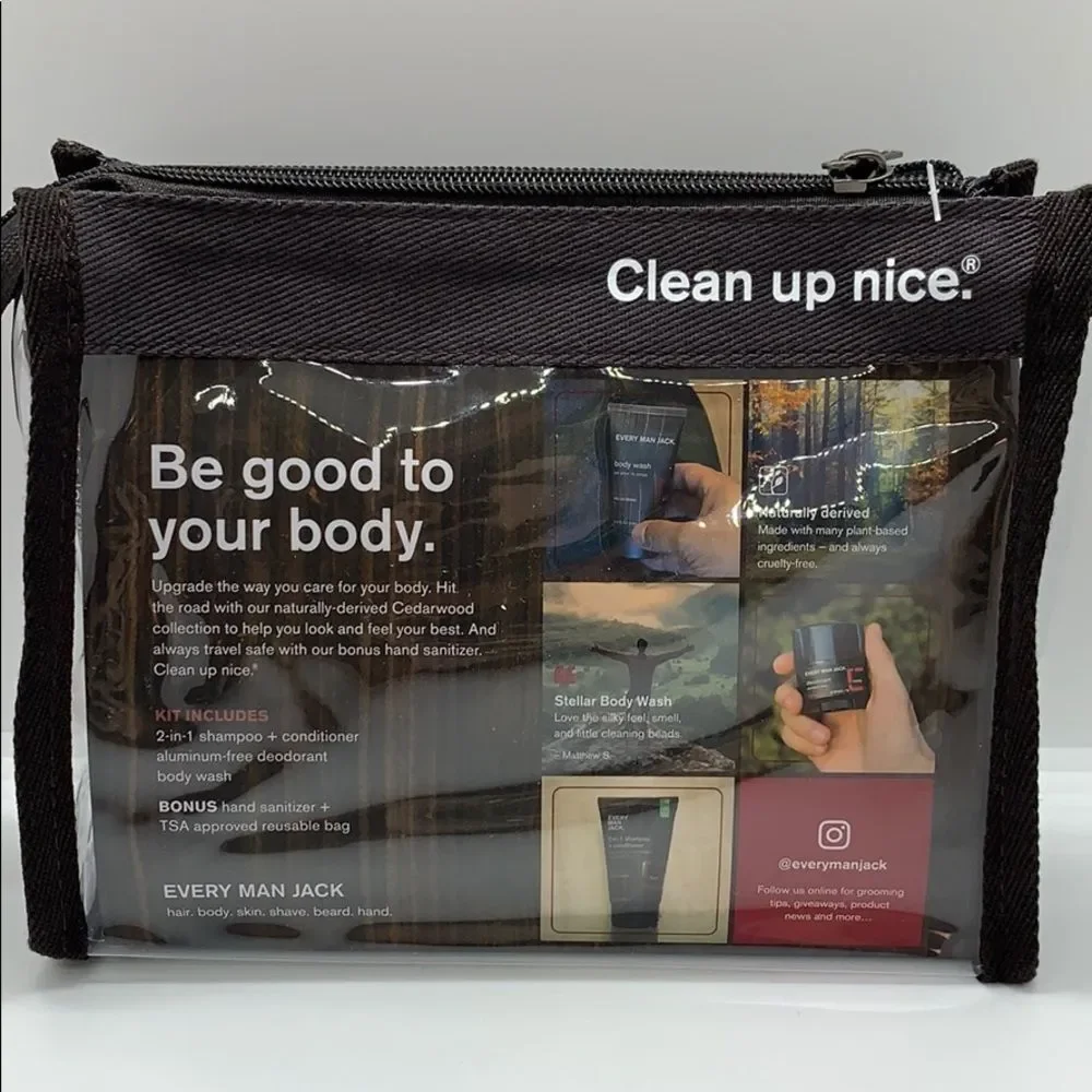 NWT Every Man Jack Cedarwood Body Travel Gift Set